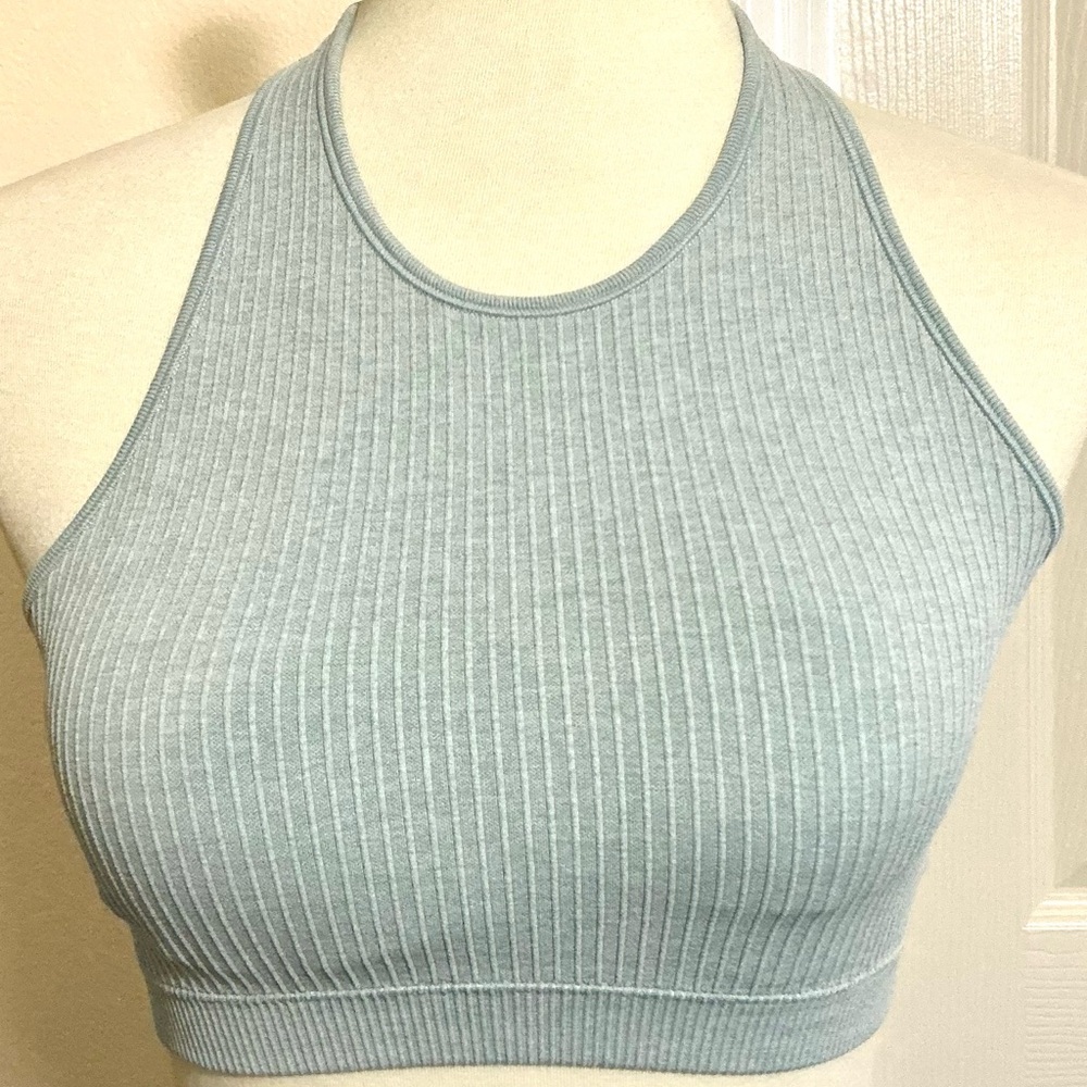 Profit Ribbed Racer Sports Bra Green M - Picture 5 of 7
